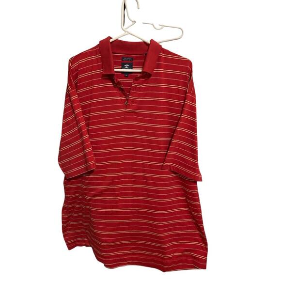 Pebble Beach 2 ply cotton short, sleeved polo golf shirt, red striped size X-LAR - Picture 1 of 6